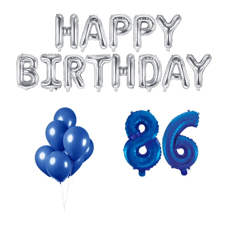 86 jaar Verjaardag Versiering Ballon Pakket Blauw & zilver
