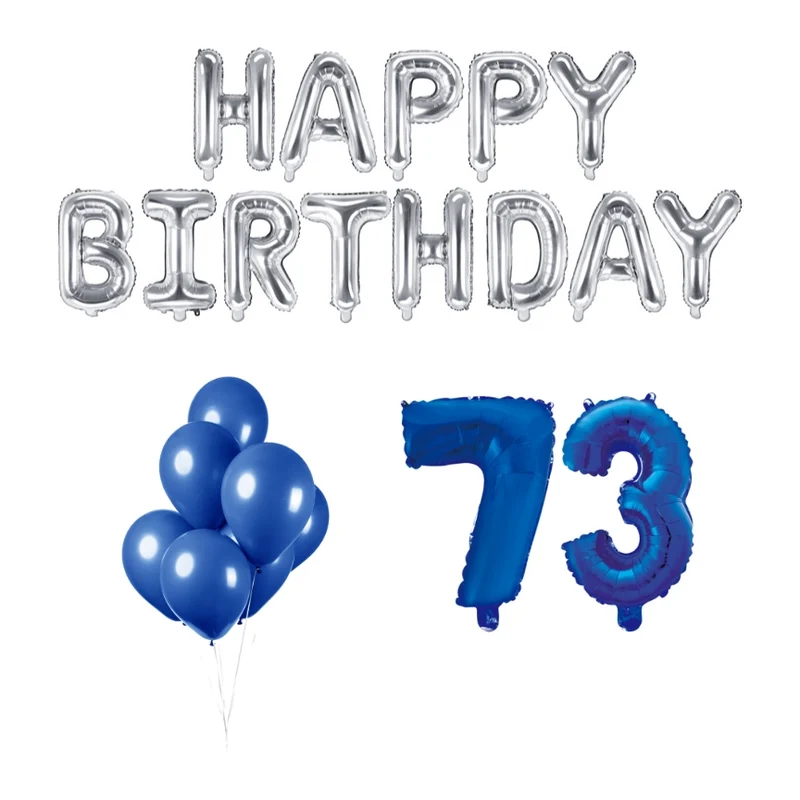73 jaar Verjaardag Versiering Ballon Pakket Blauw & zilver