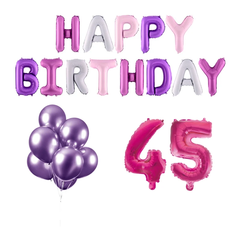 45 jaar Verjaardag Versiering Ballon Pakket Pastel & Roze