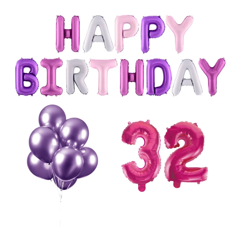 32 jaar Verjaardag Versiering Ballon Pakket Pastel & Roze