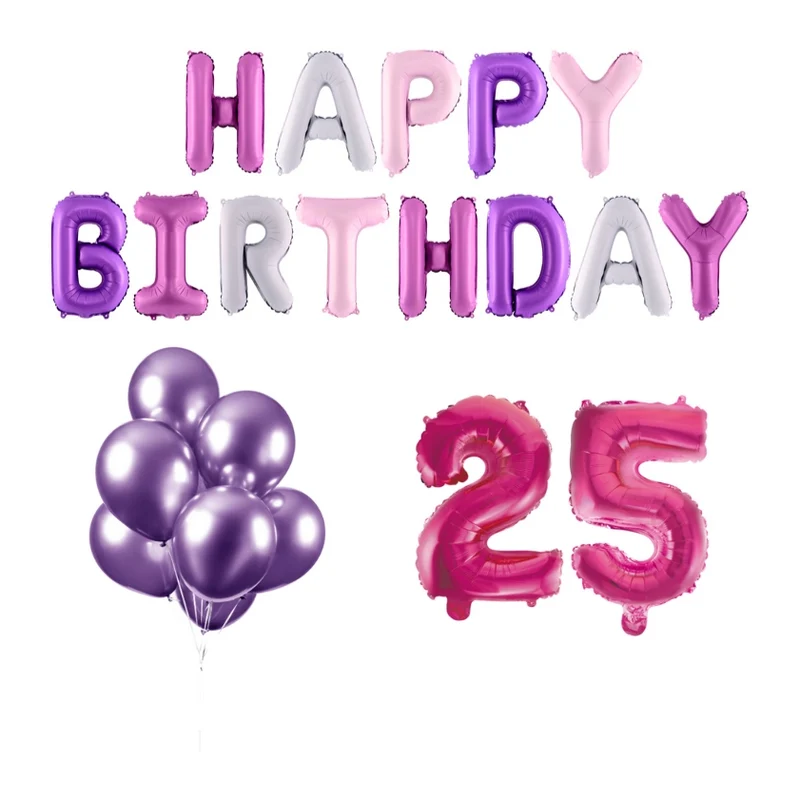 25 jaar Verjaardag Versiering Ballon Pakket Pastel & Roze