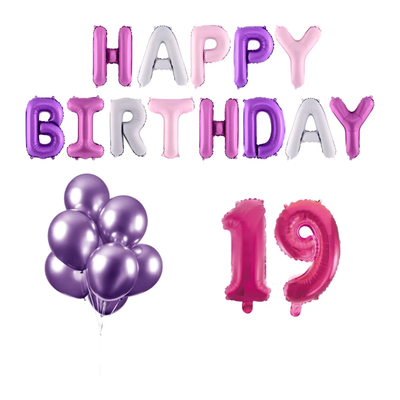 19 jaar Verjaardag Versiering Ballon Pakket Pastel & Roze