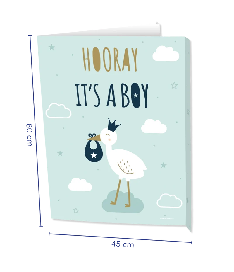 Raambord 'Hooray Baby Boy' (60x45cm)