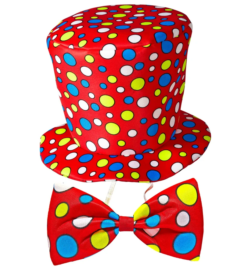 Clowns hoed met strik rood