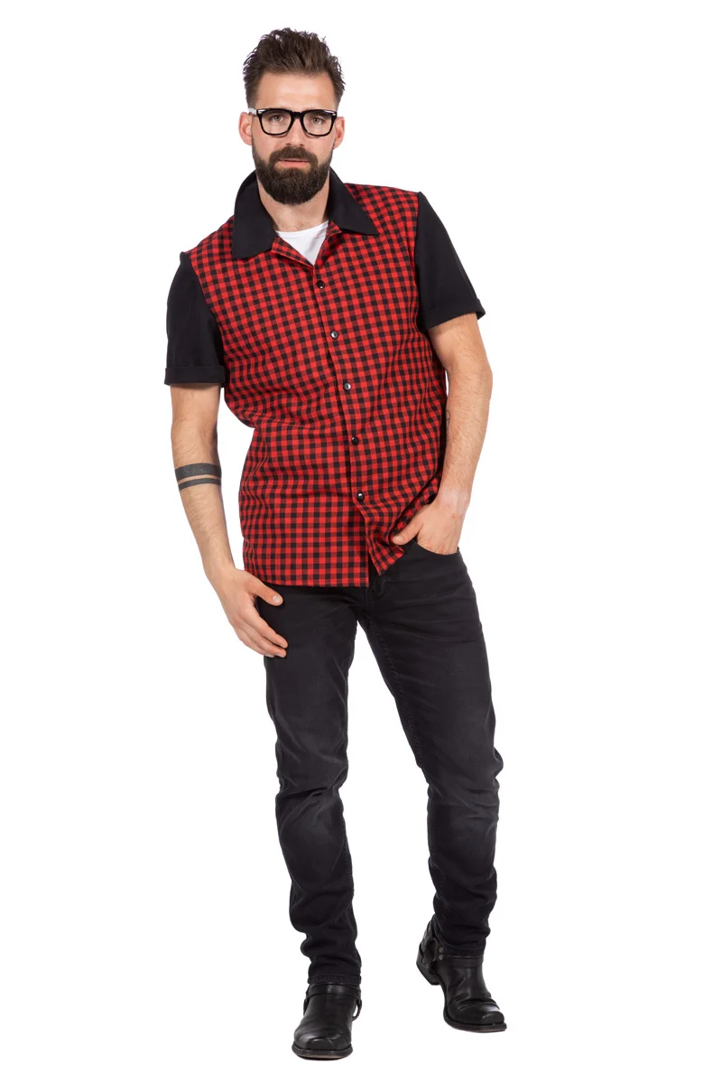Geblokte Rockabilly Blouse Bobby
