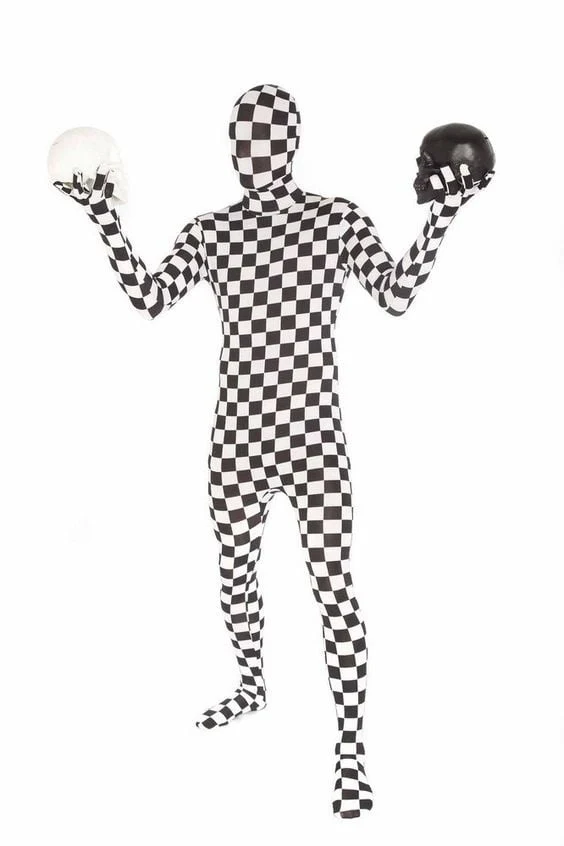Morphsuit Volwassenen Geblokt Zwart/Wit