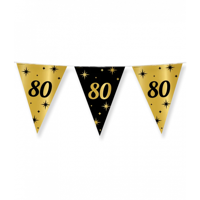 Classy Vlaggenlijn 80 Jaar Zwart/Goud (10m)