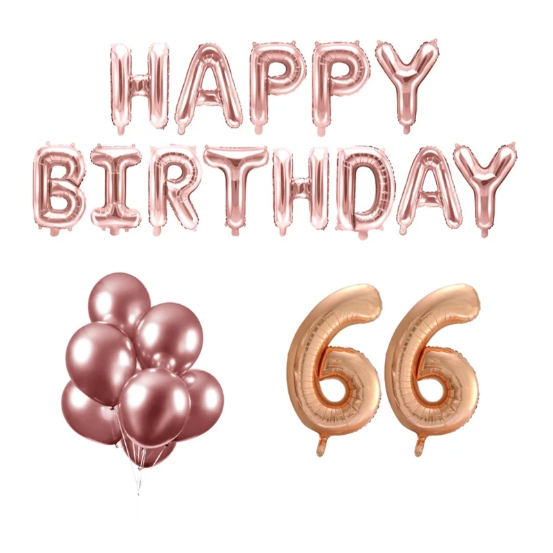 66 jaar Verjaardag Versiering Ballon Pakket rosé goud