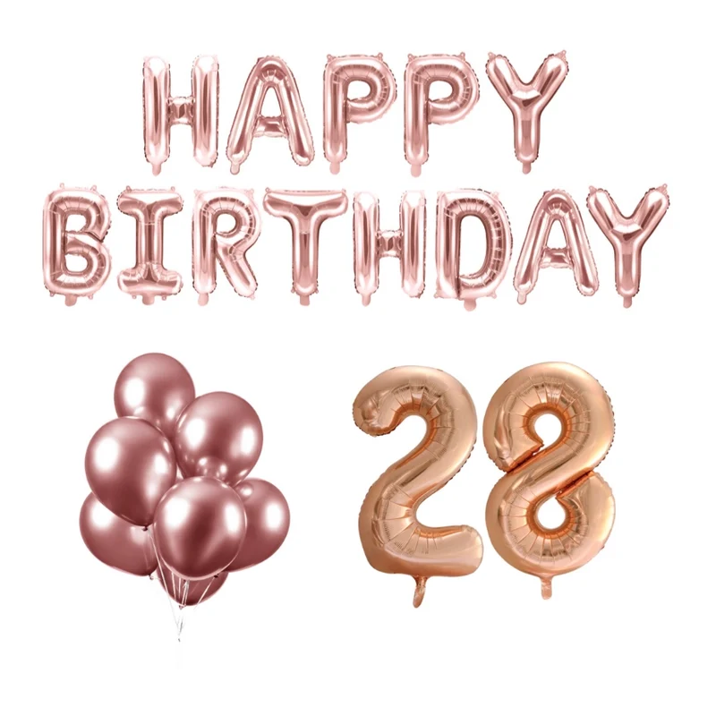 28 jaar Verjaardag Versiering Ballon Pakket rosé goud