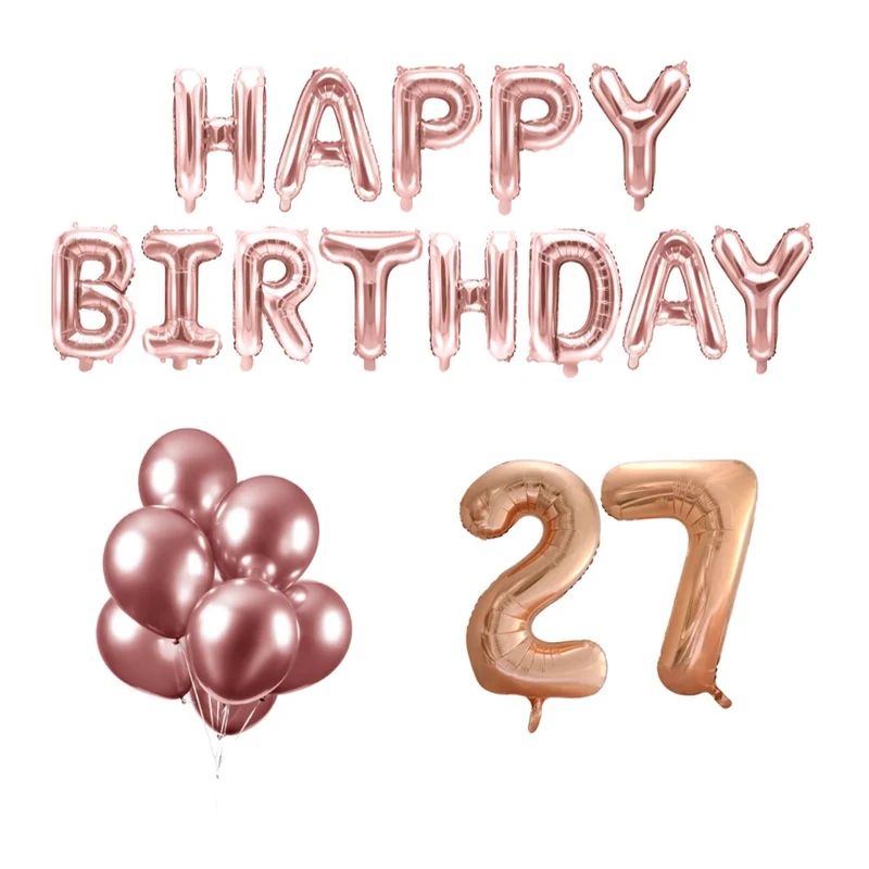 27 jaar Verjaardag Versiering Ballon Pakket rosé goud