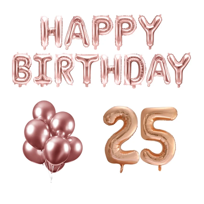 25 jaar Verjaardag Versiering Ballon Pakket rosé goud