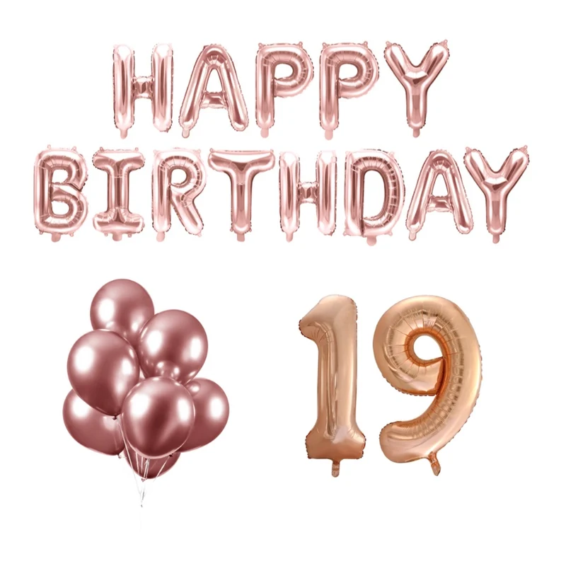 19 jaar Verjaardag Versiering Ballon Pakket rosé goud