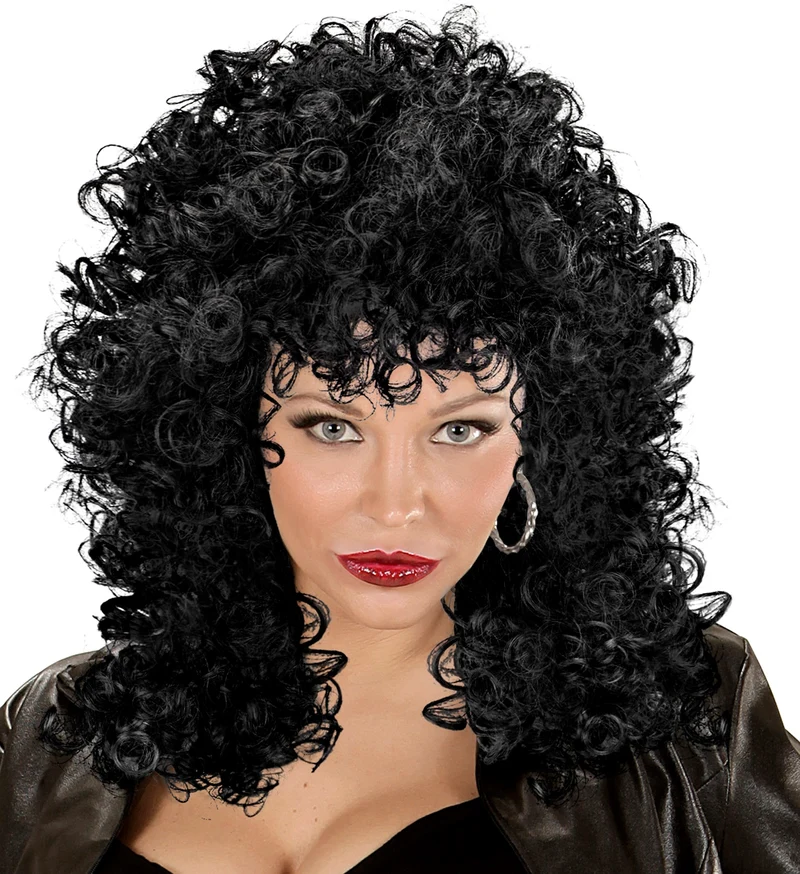 Pruik bond girl zwarte krullen