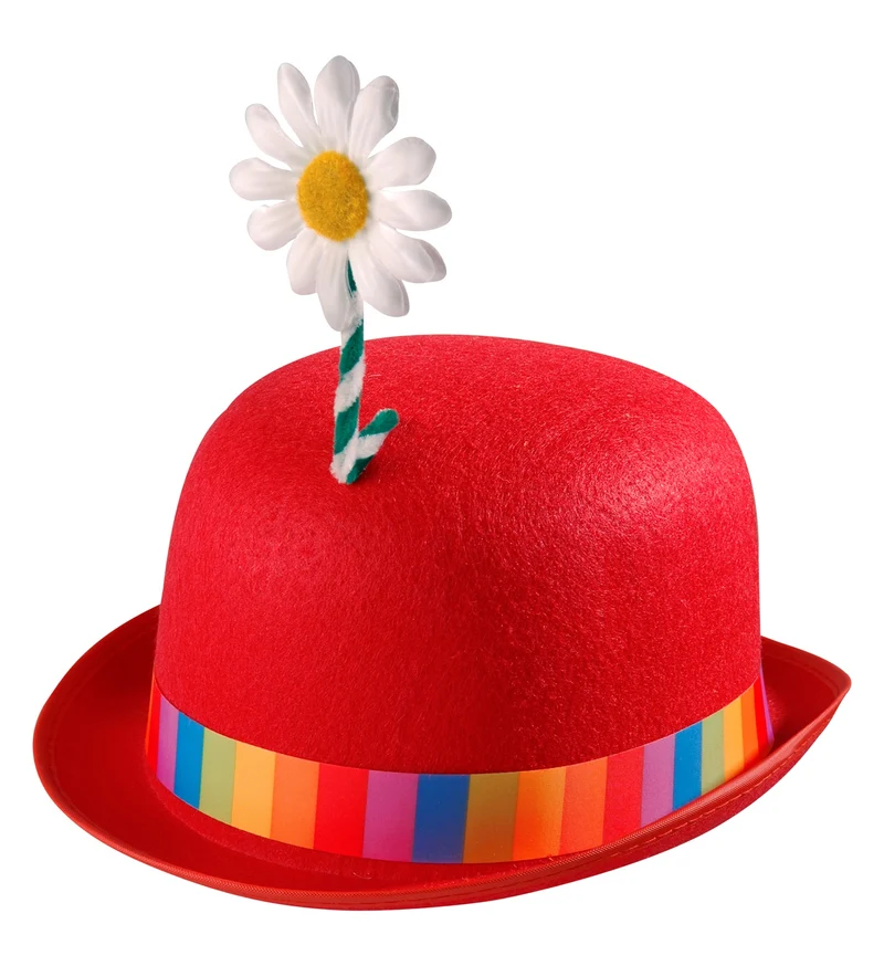 Bolhoed met bloem rood