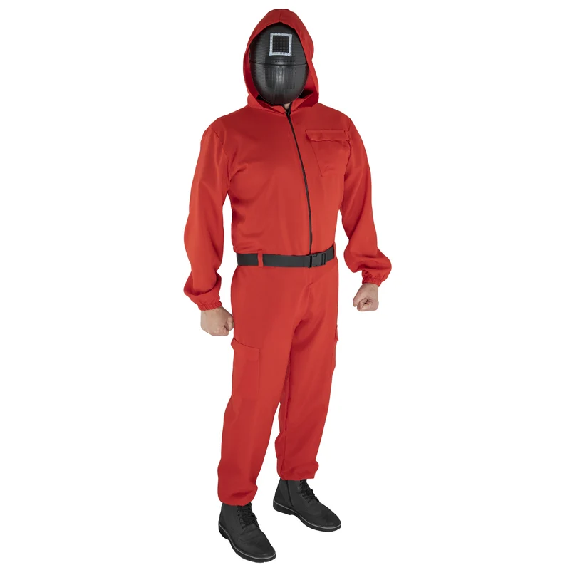 Overall rood met Koreaans game masker unisex 180cm