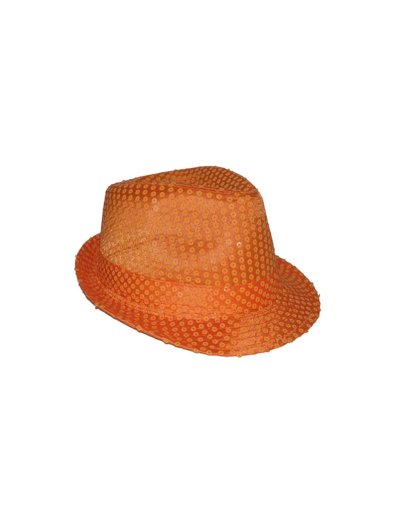 Neon oranje glitter gleufhoed Kojak