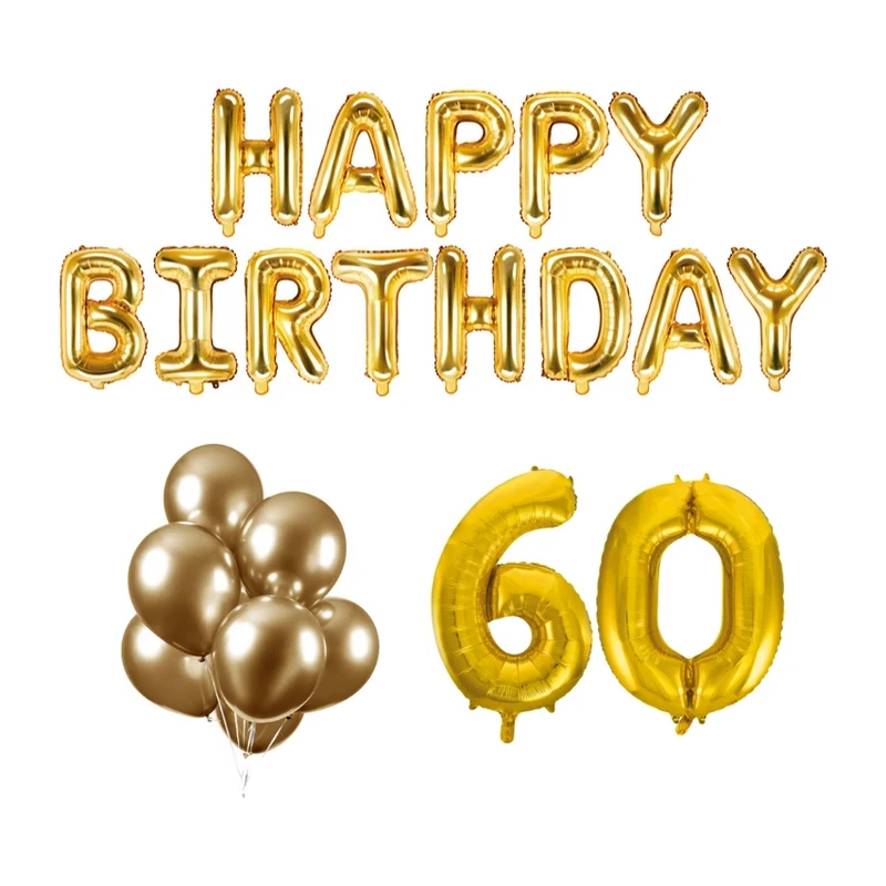 60 jaar Verjaardag Versiering Ballon Pakket Goud