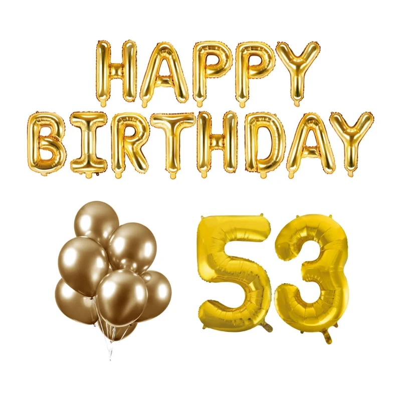 53 jaar Verjaardag Versiering Ballon Pakket Goud