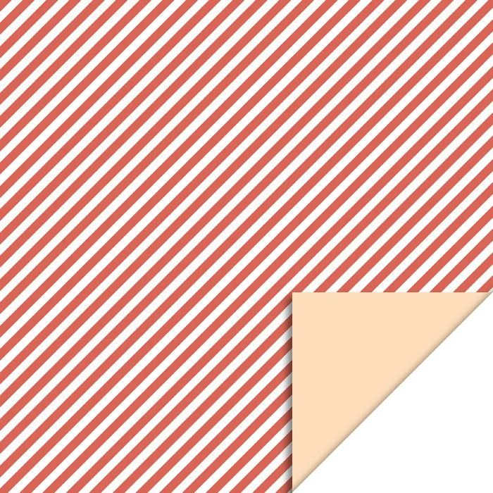 Cadeaupapier Dubbelzijdig Rood Gestreept/Pastel Oranje