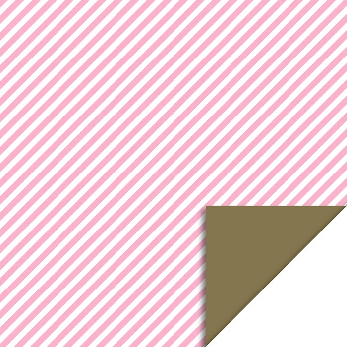 Cadeaupapier Dubbelzijdig Roze Gestreept/Goud