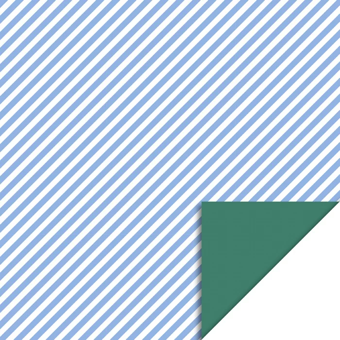 Cadeaupapier Dubbelzijdig Blauw Gestreept/Groen