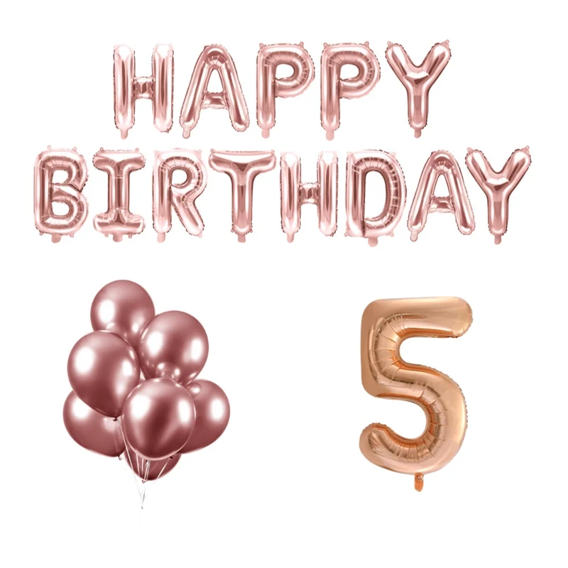 5 jaar Verjaardag Versiering Ballon Pakket rosé goud