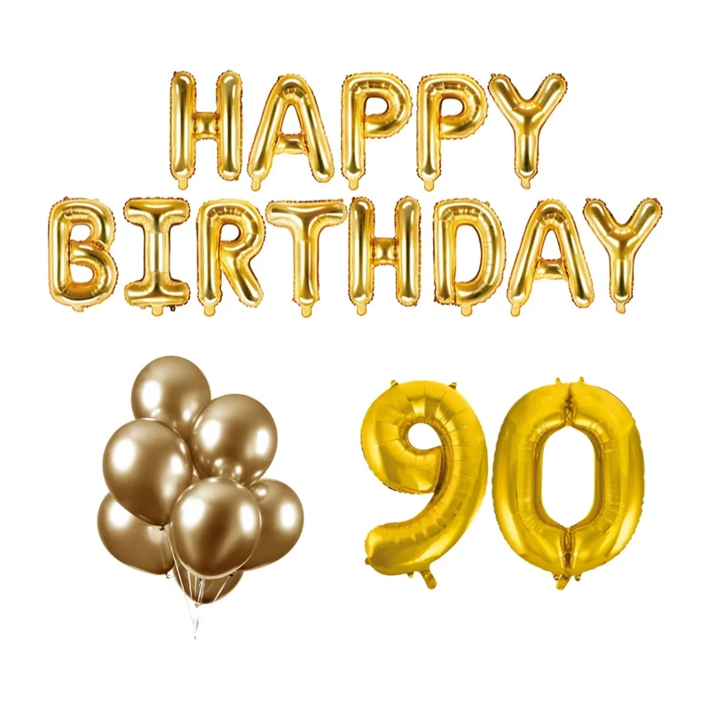 90 jaar Verjaardag Versiering Ballon Pakket Goud