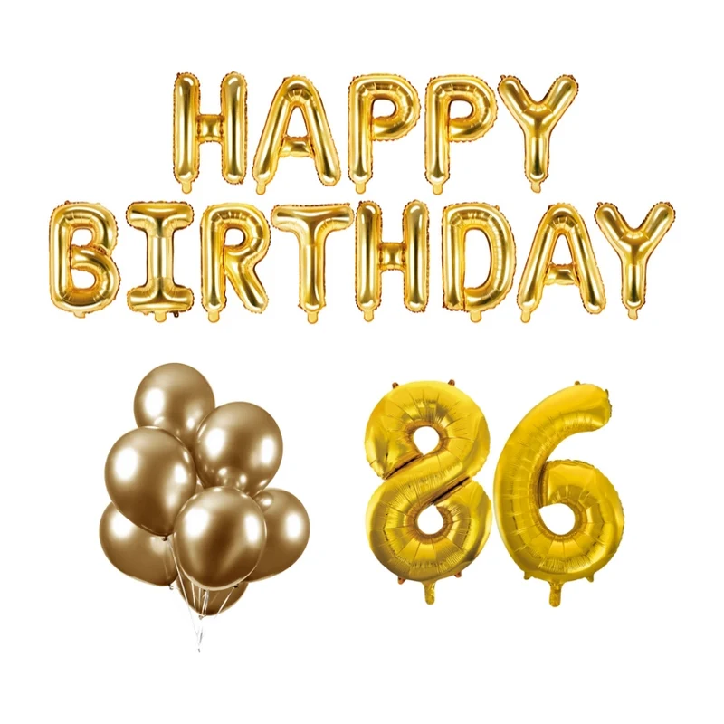 86 jaar Verjaardag Versiering Ballon Pakket Goud