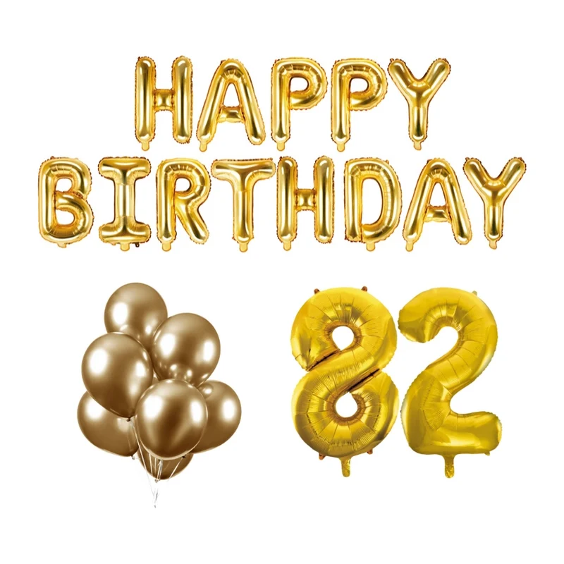 82 jaar Verjaardag Versiering Ballon Pakket Goud