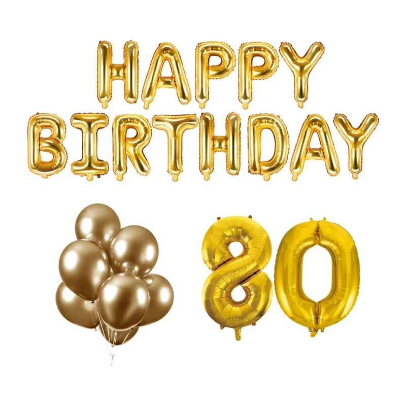 80 jaar Verjaardag Versiering Ballon Pakket Goud
