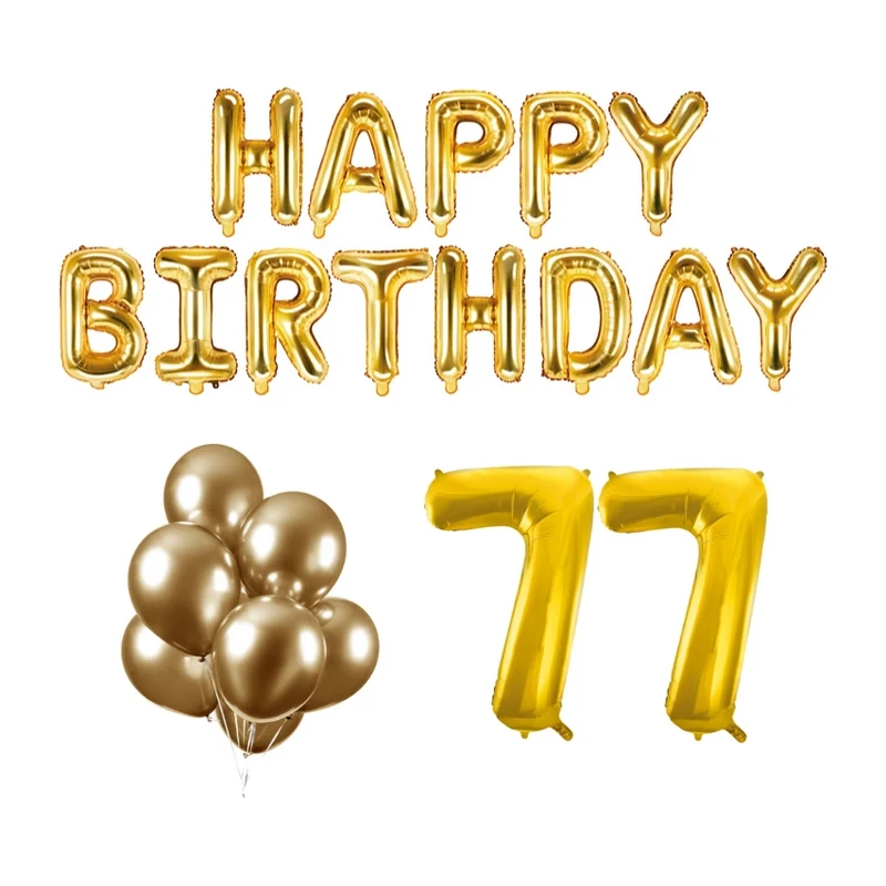 77 jaar Verjaardag Versiering Ballon Pakket Goud