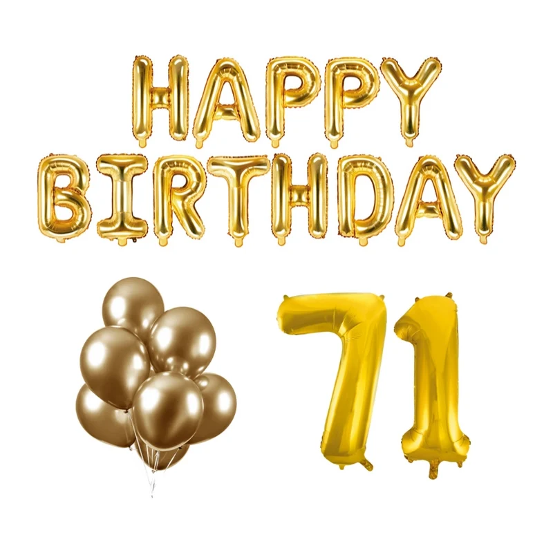71 jaar Verjaardag Versiering Ballon Pakket Goud