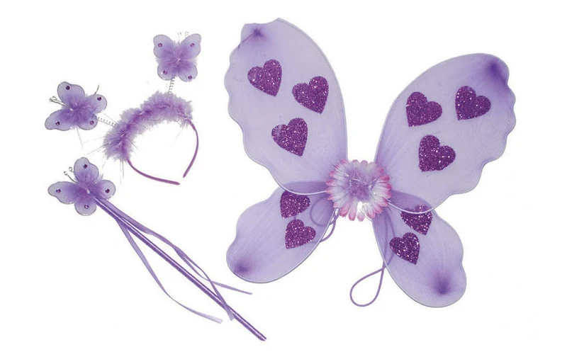 Paarse vlinder verkleed set Minnie 3-delig