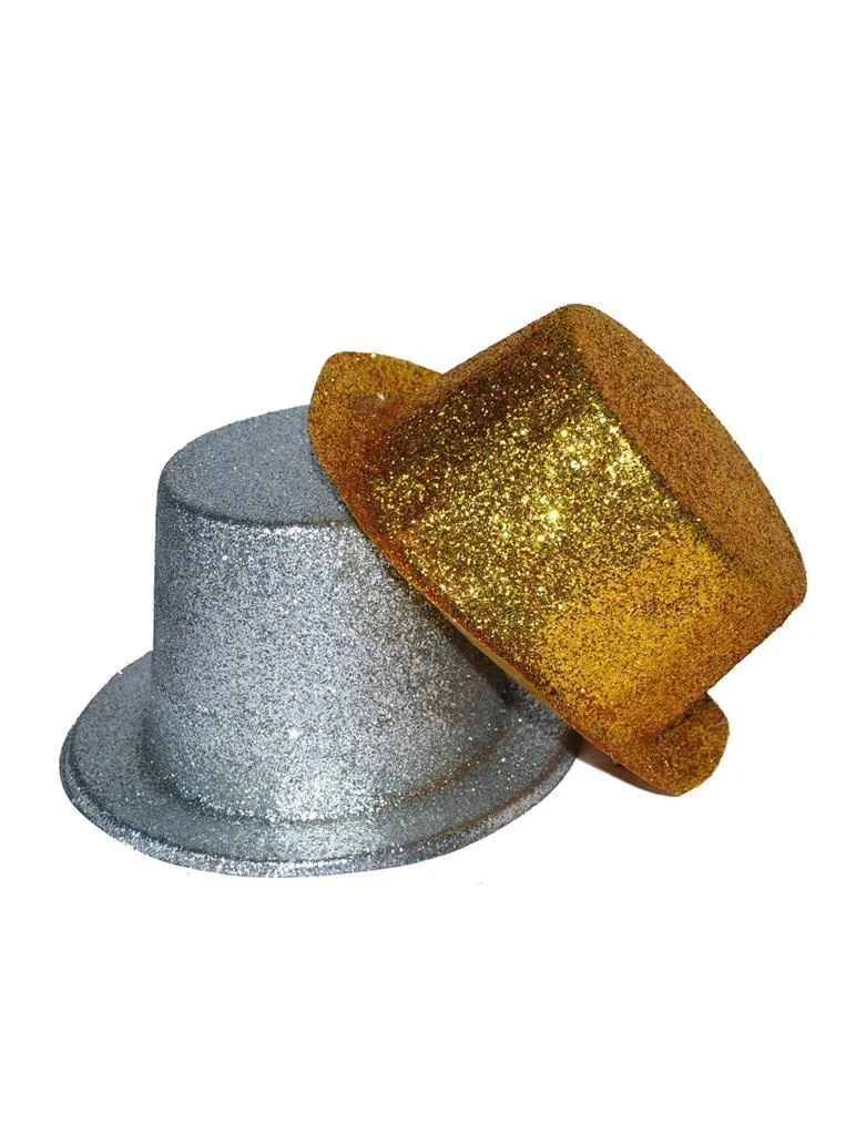 Gouden hoge hoed met glitters