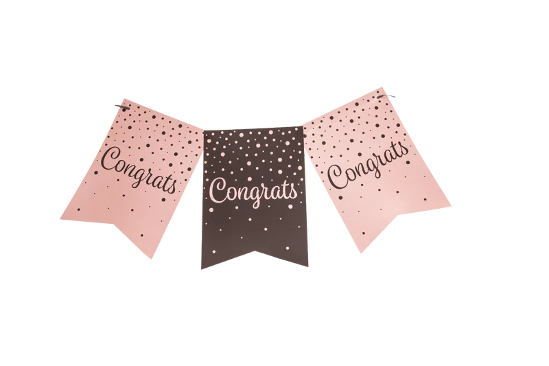Verjaardagsslinger Vaandel 'Congrats' Roze/Zwart