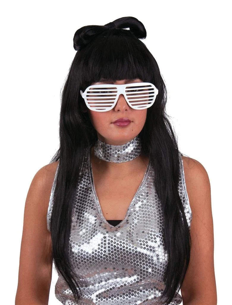 Lady Go go Pruik met strik zwart