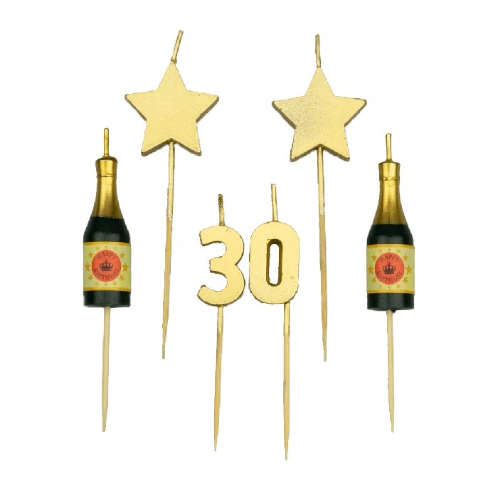 Taartkaarsjes Set 30 Jaar (6st)