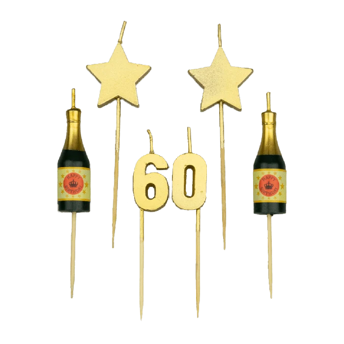 Taartkaarsjes Set 60 Jaar (6st)