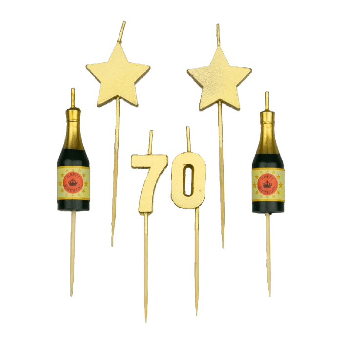 Taartkaarsjes Set 70 Jaar (6st)