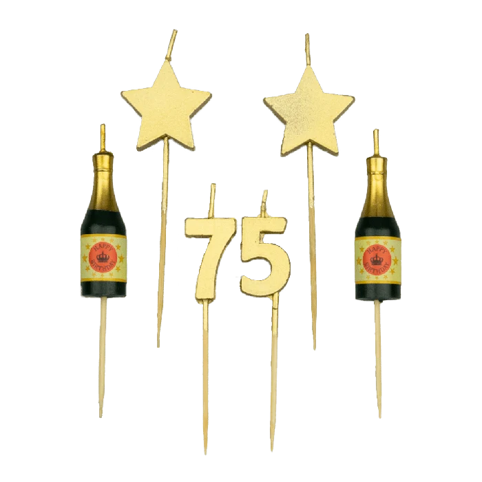 Taartkaarsjes Set 75 Jaar (6st)