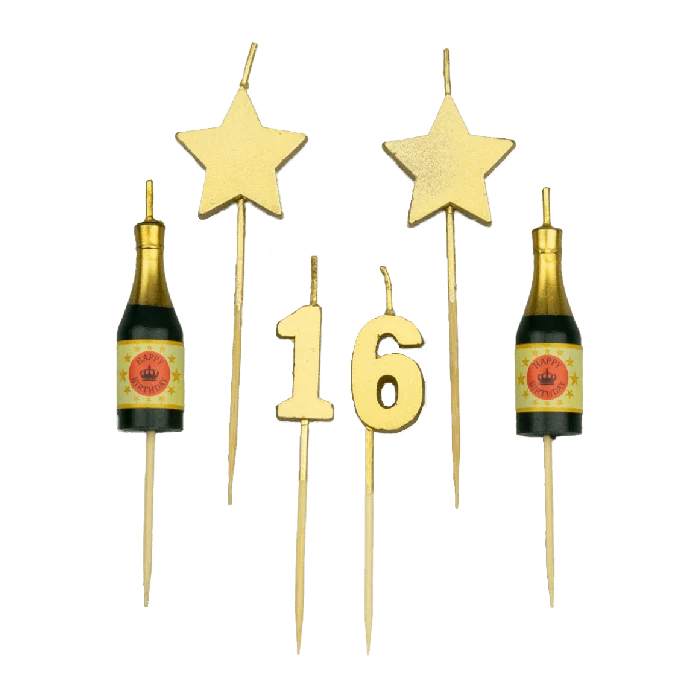 Taartkaarsjes Set 16 Jaar (6st)