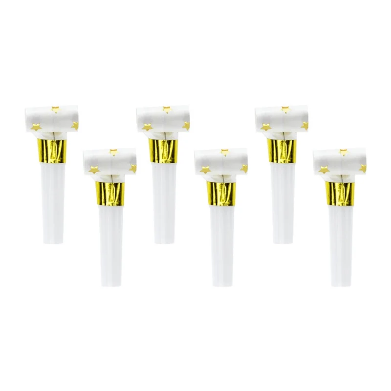 Papieren feesttoeters met gouden sterren, 6 stuks