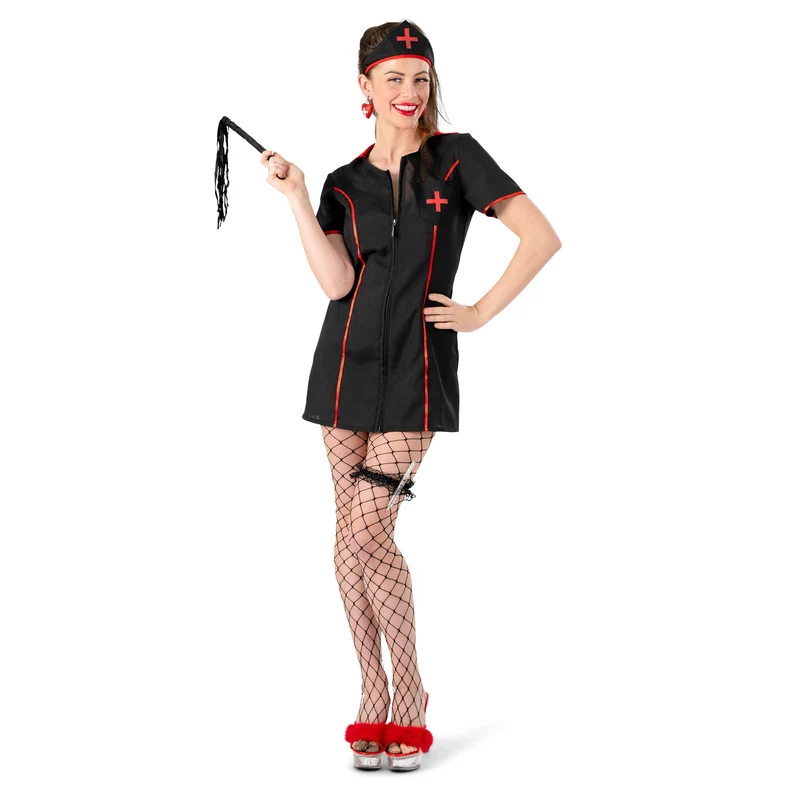 Zwarte verpleegstersjurk Betty