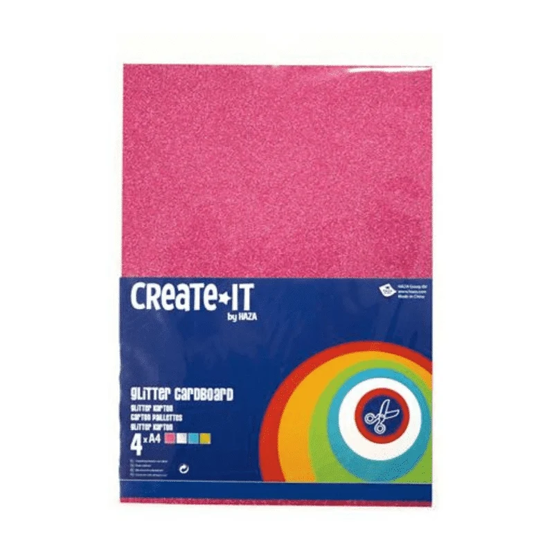 Glitterkarton Create-it A4, 4 vel