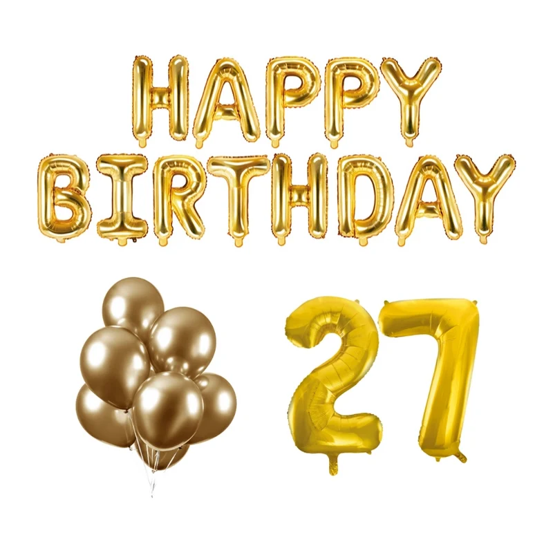 27 jaar Verjaardag Versiering Ballon Pakket Goud