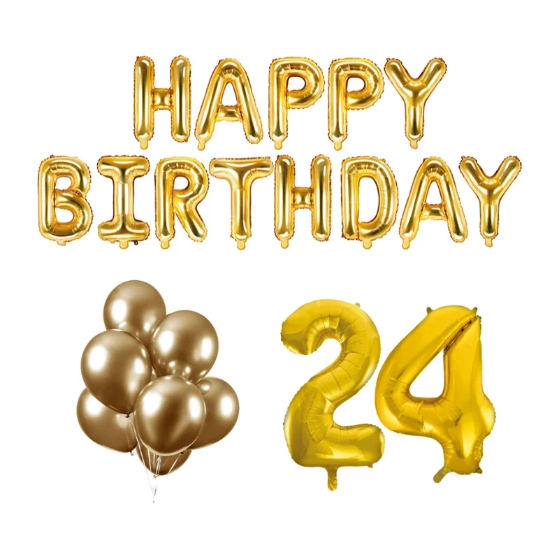 24 jaar Verjaardag Versiering Ballon Pakket Goud
