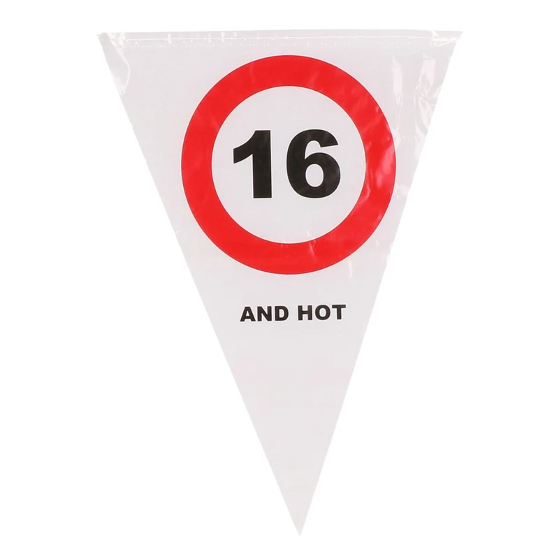 Vlaggenlijn Verkeersbord 16 Jaar 'and hot' (5m)