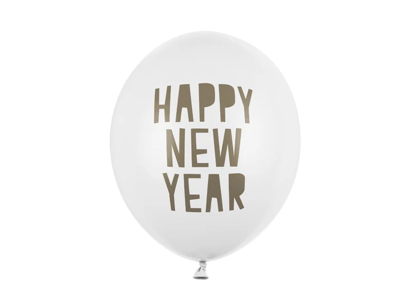 Happy New Year Ballonnen Pastel Puur Wit (6st)