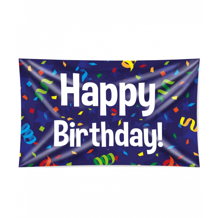 Gevelvlag 'Happy Birthday' Confetti