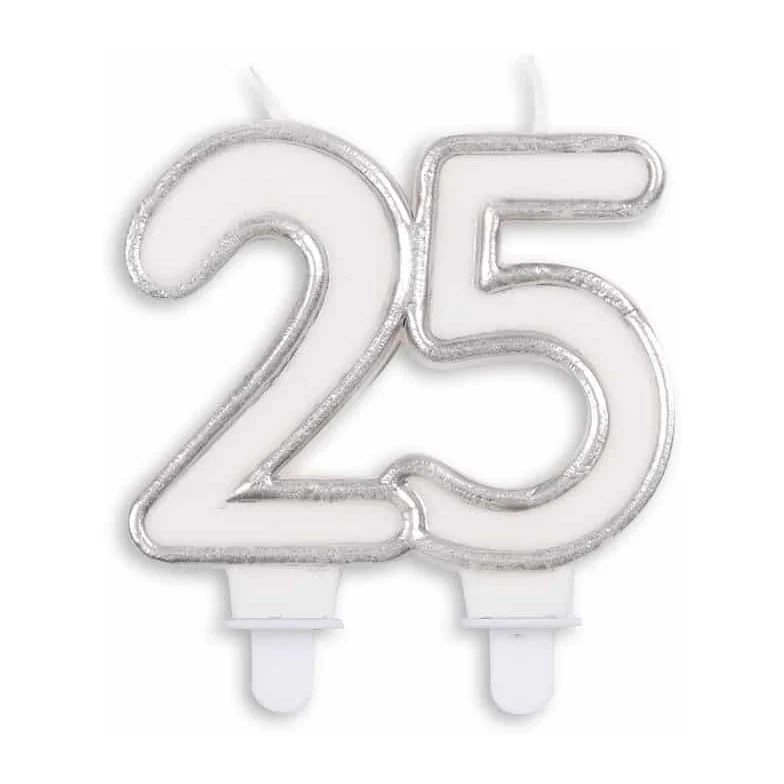 Cijfer kaars Zilver 25 jaar